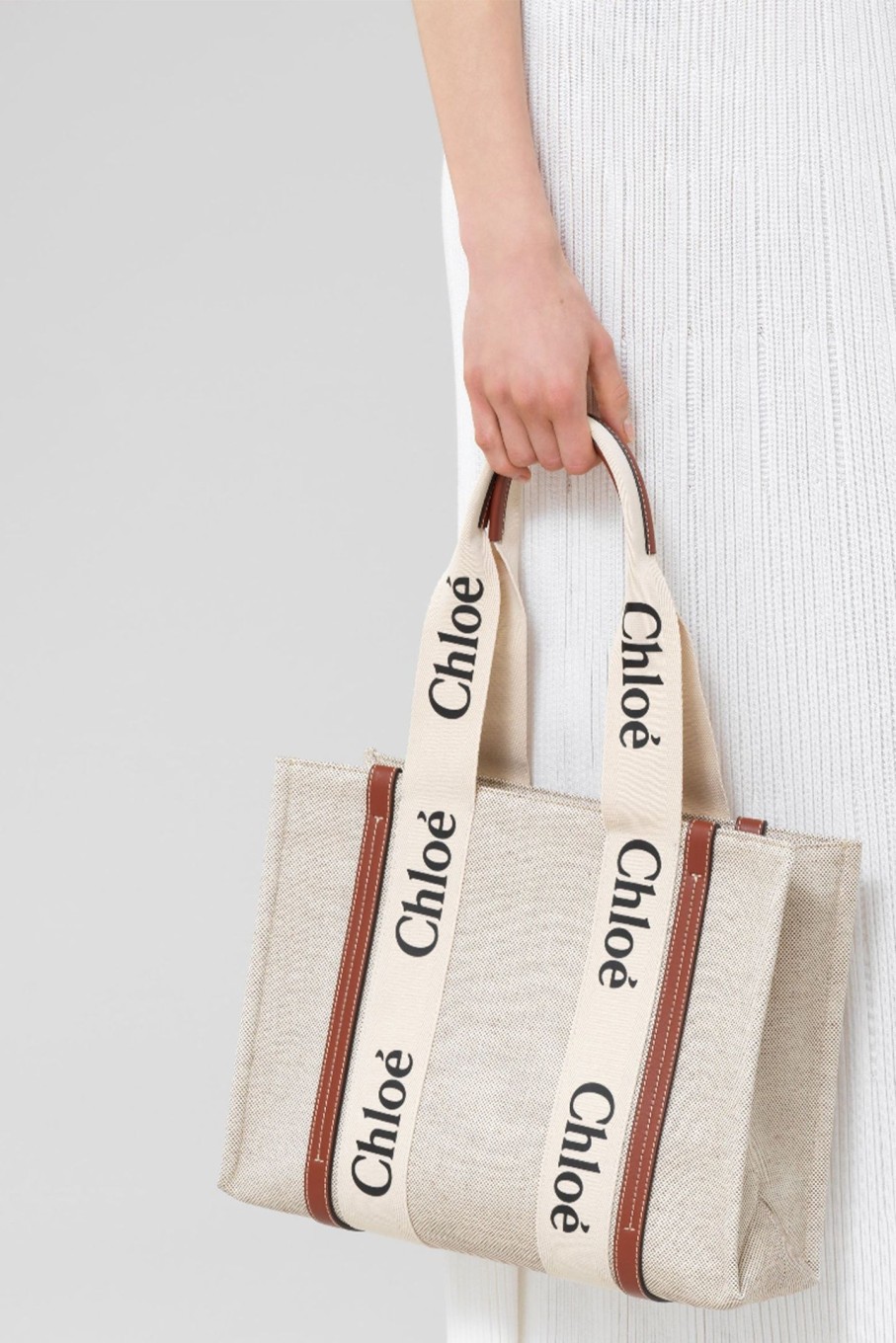 Bags Chloe | Woody Medium Tote White/Brown